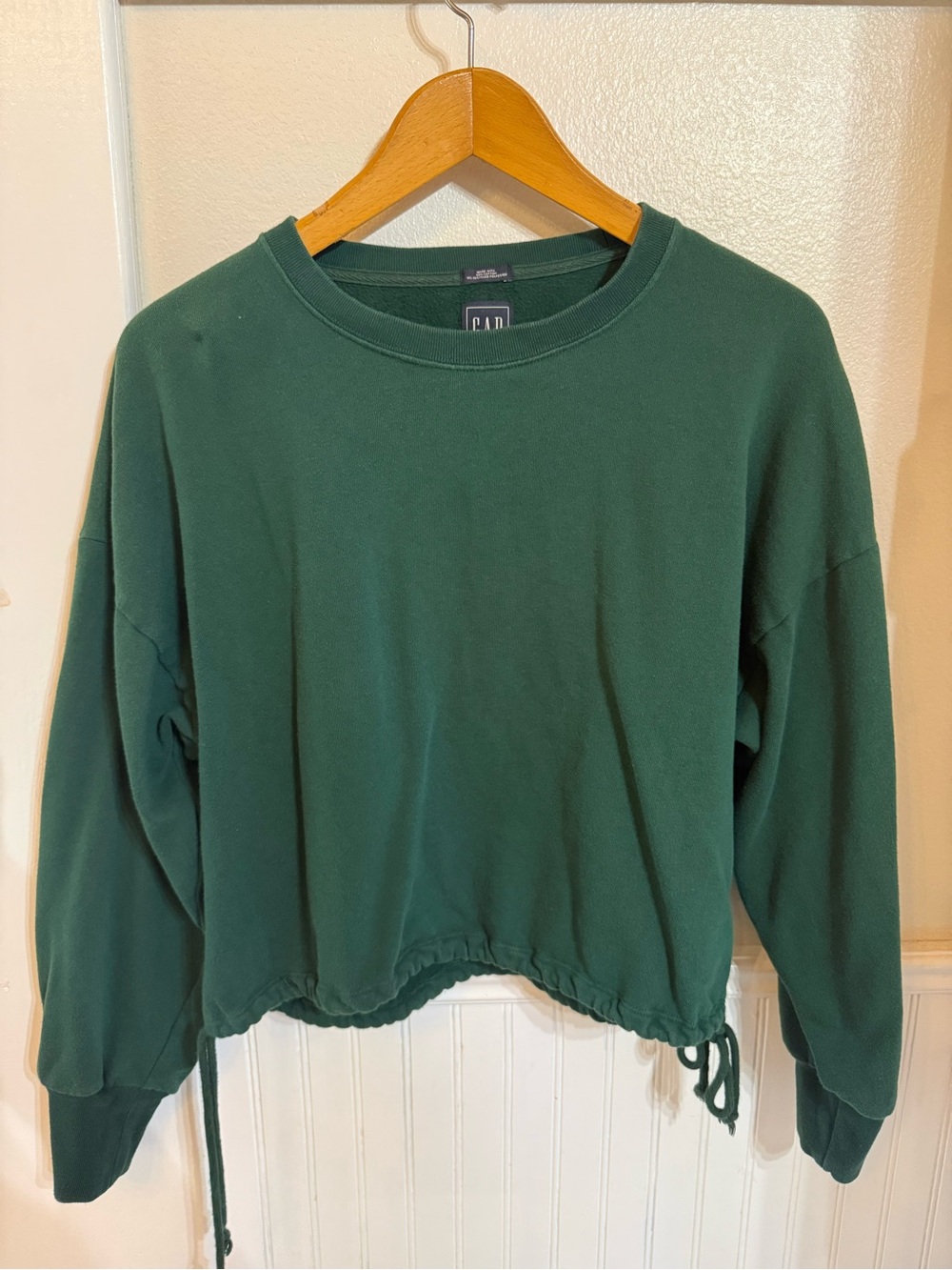 GAP Women's Deep Green Drawstring Hem Crewneck Sweatshirt